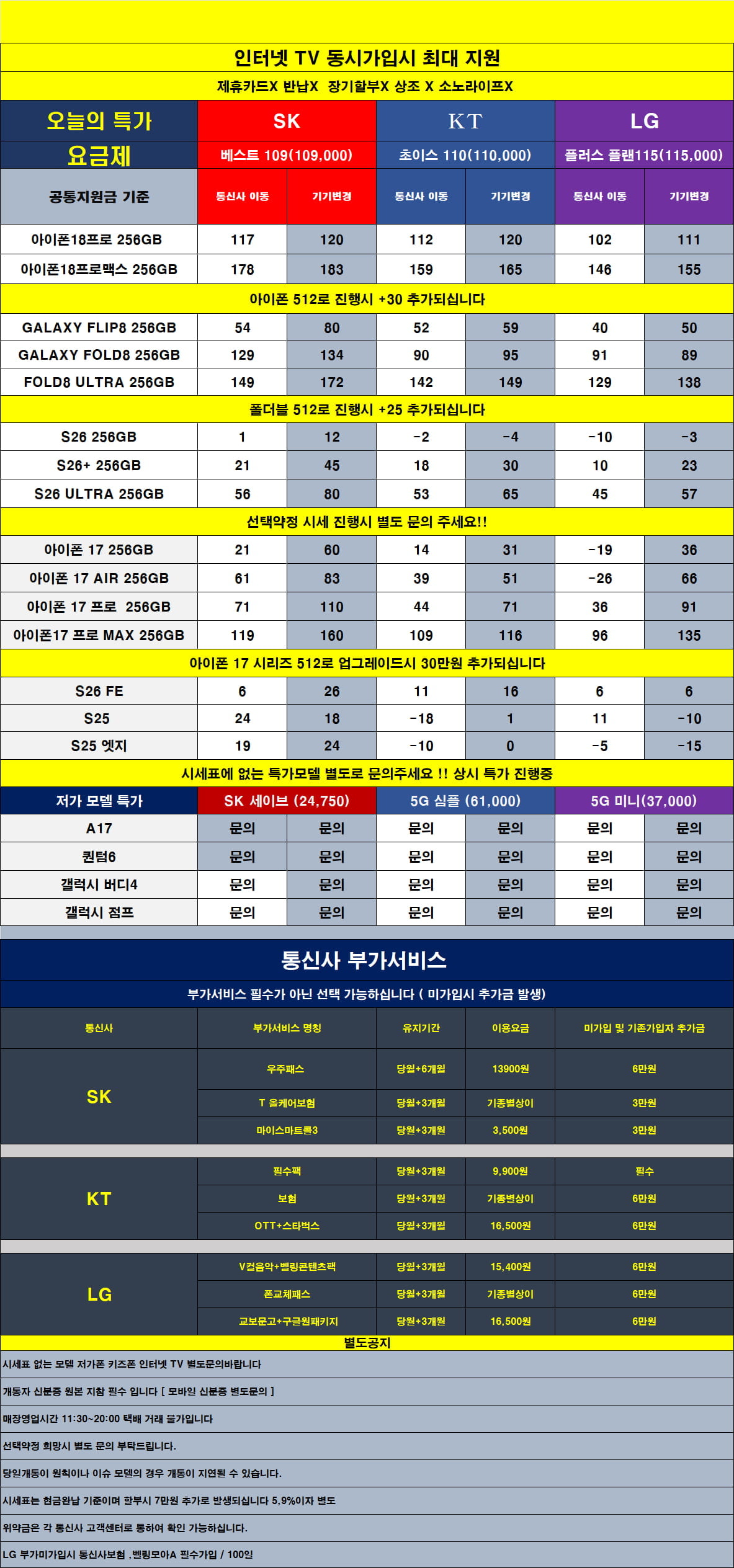 [현금완납]경기 고양/파주 일산휴대폰 성지 시세표/카드X반납X주차가능
