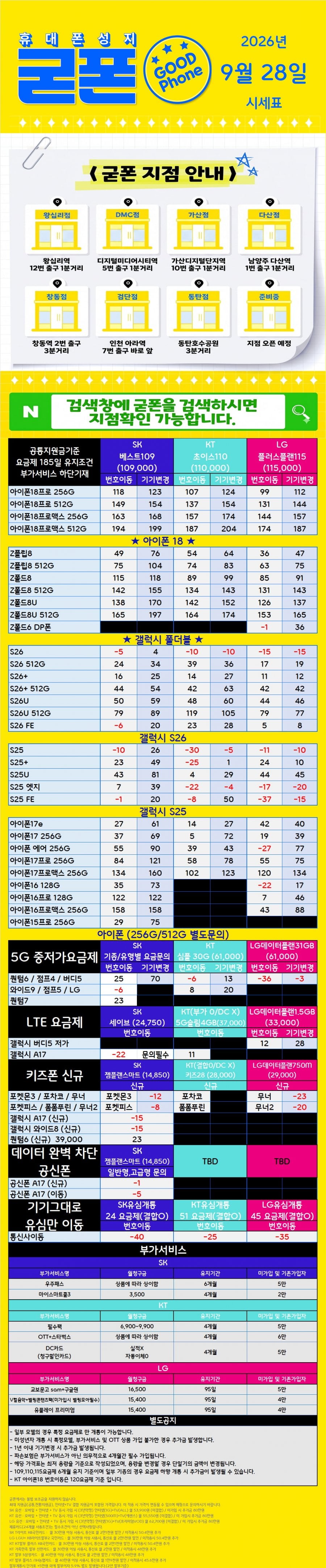 [현금완납] [동탄 신규오픈] 굳폰 화성 동탄 휴대폰성지 특가표 / 제휴카드X 기기반납X 추가금장난X