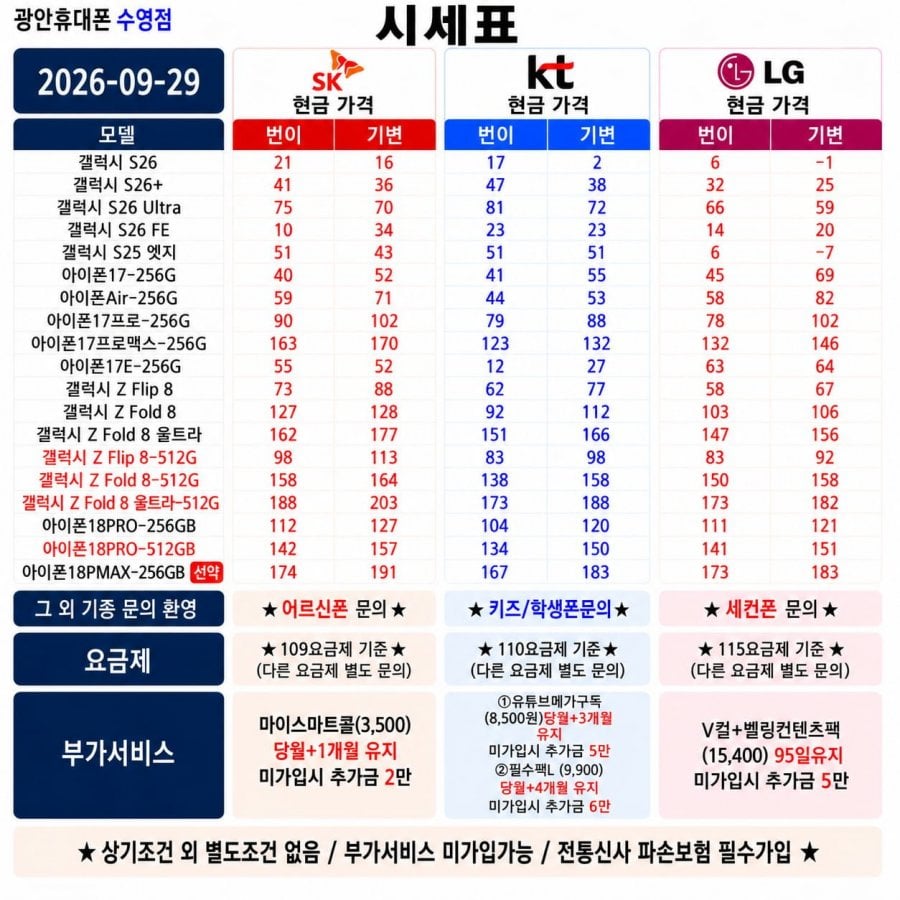 [현금완납] 부산 광안휴대폰성지 S26 출고가 인상 전 기기변경 초특급 대란 지금입니다! 이미지