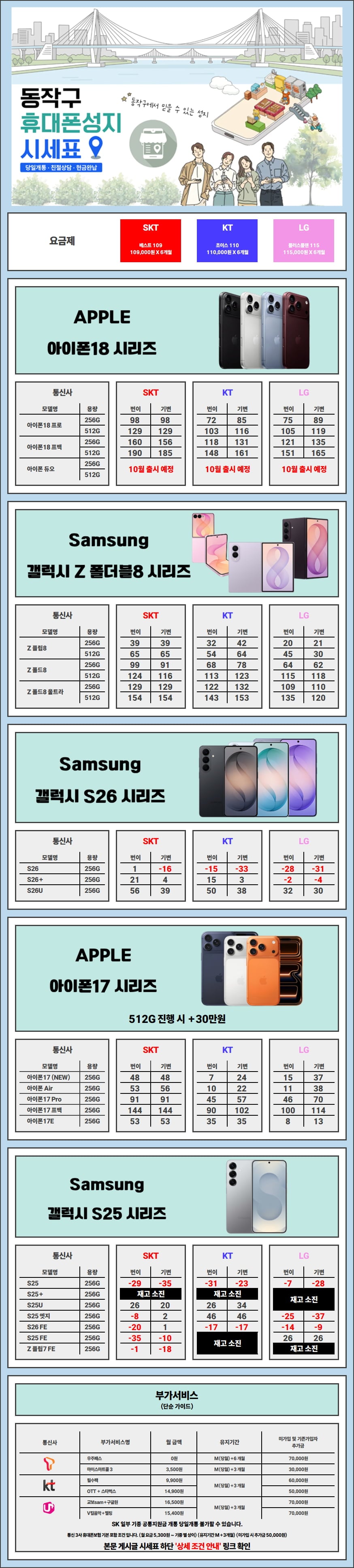 서울시 동작/동작구 1등 휴대폰성지 시세표 공유