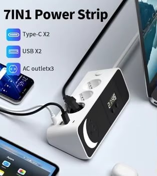 코너 멀티탭 2미터 USB 2포트, C포트 (8,000원) 26W($13.87) 800W GaN 충...